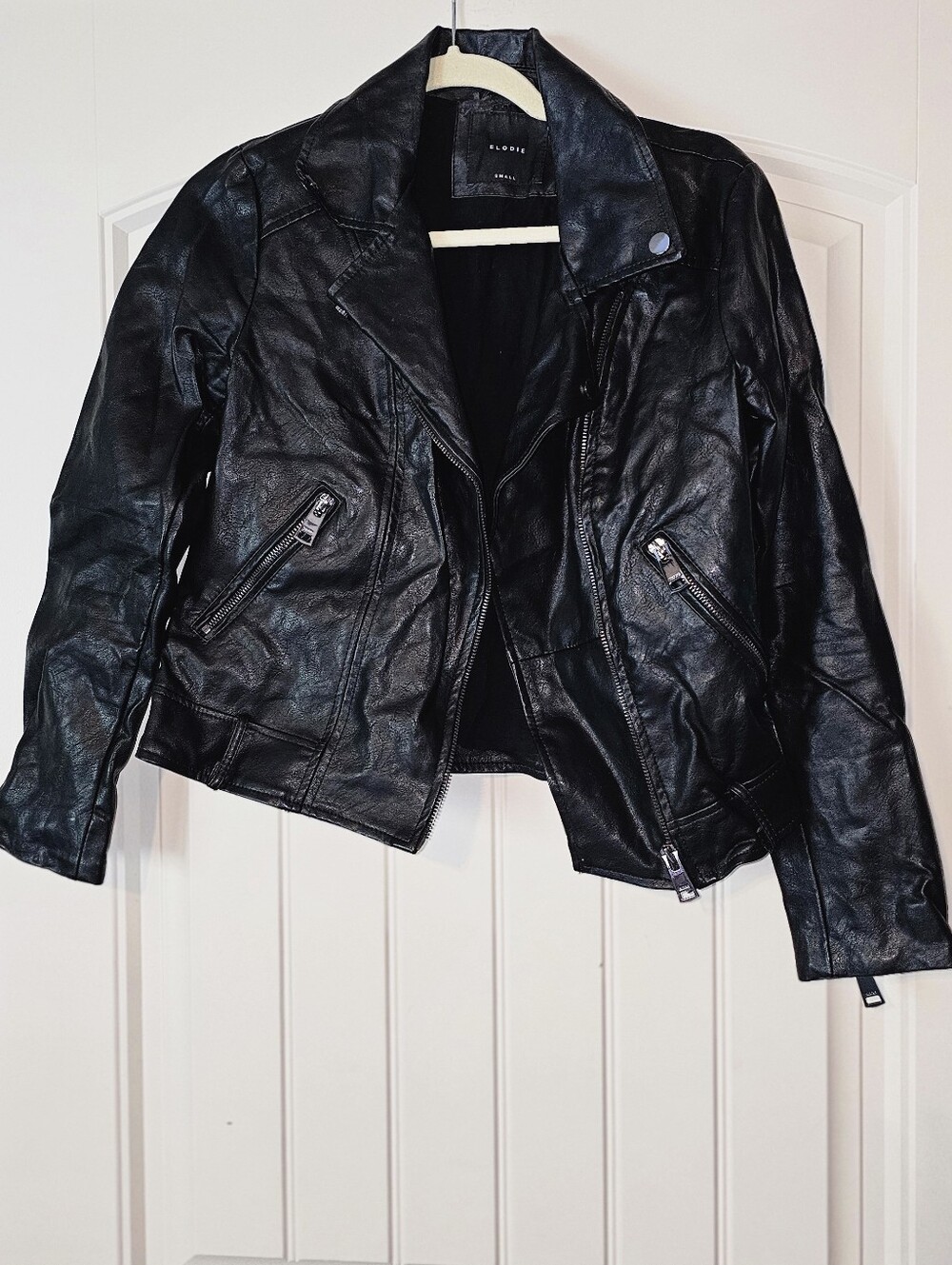 Elodie Black Faux Leather Asymmetrical Moto Jacket